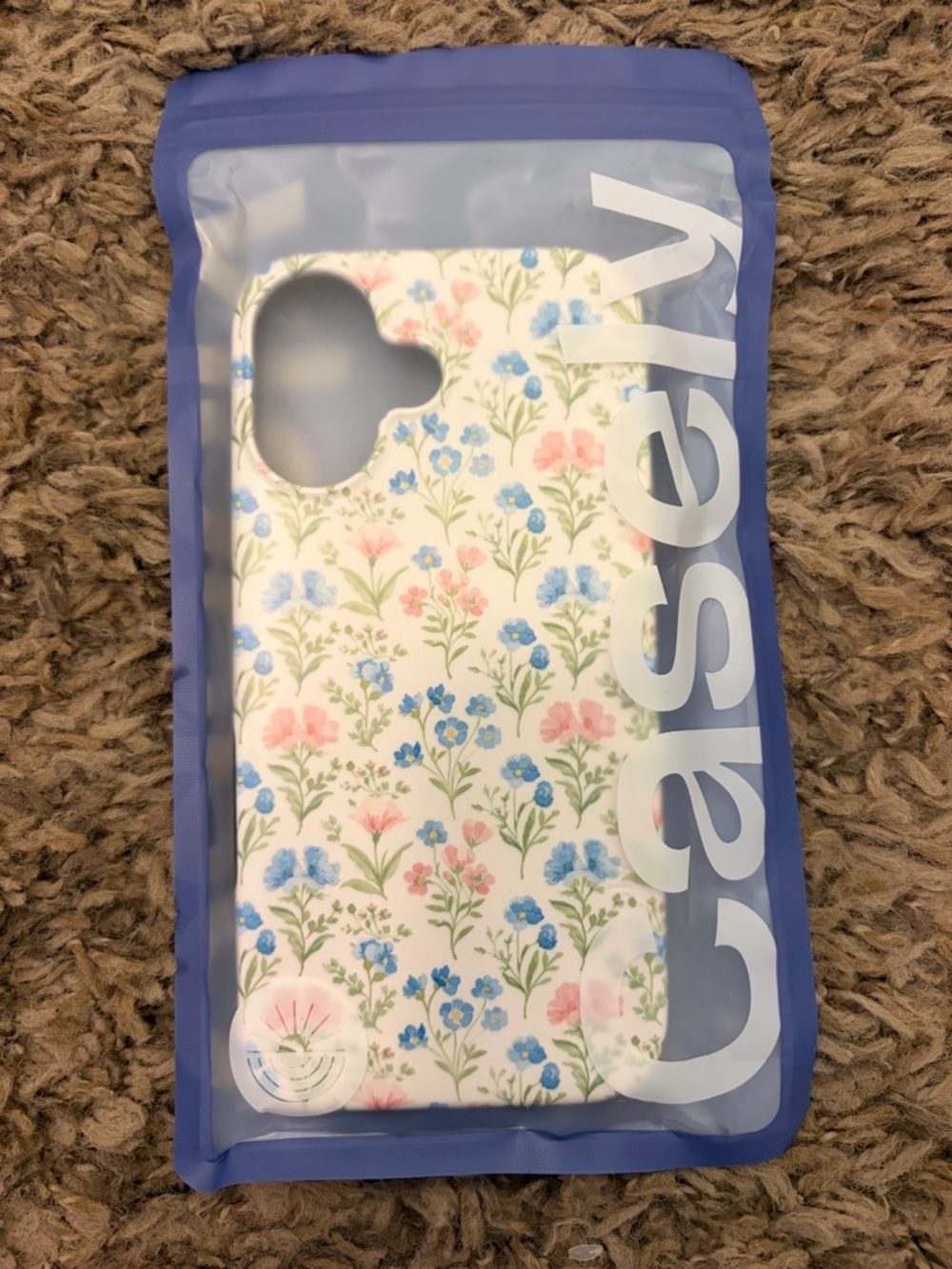 Casely Floral Phone Case in White with Pink & Blue Flowers